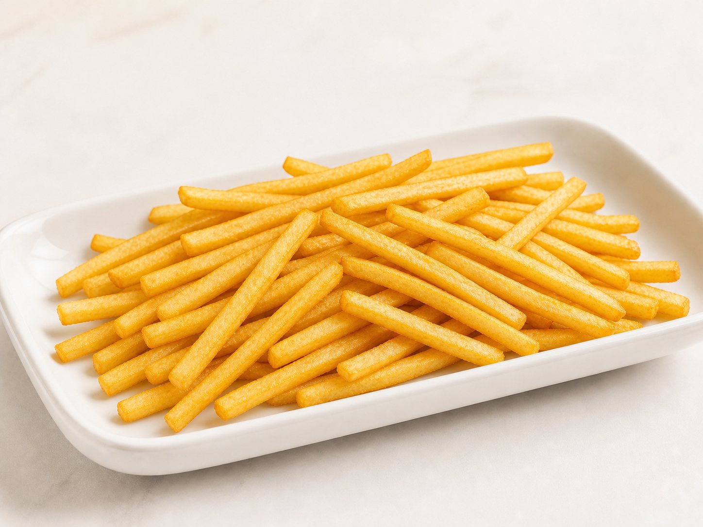 Golden coated frozen French fries